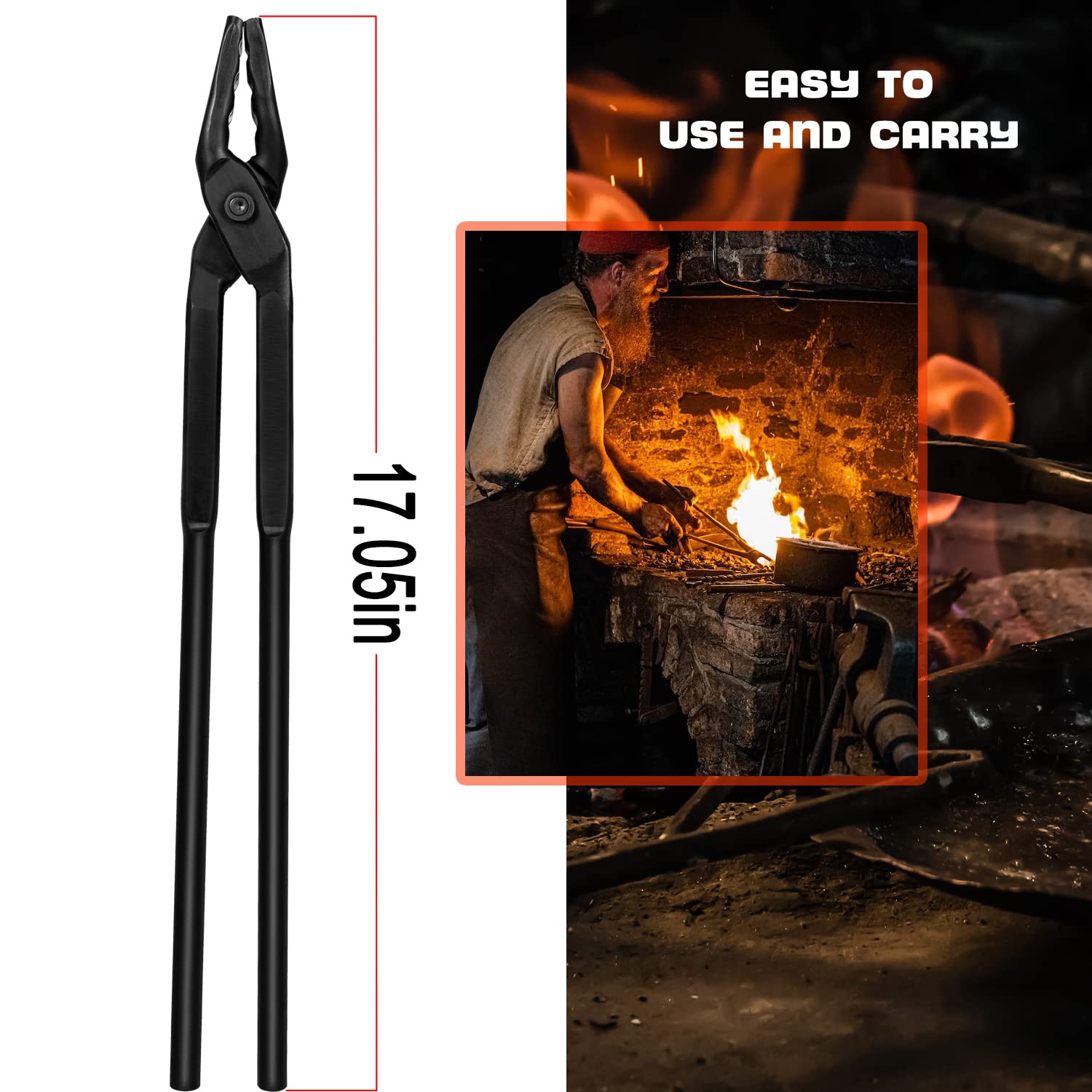 Amazon.com: Camoo Blacksmith Tongs Wolf Jaw 17 in, Black, Steel